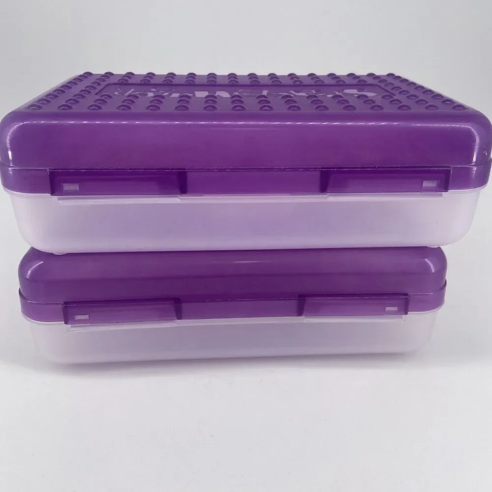 2 SpaceMaker Pencil Box Purple Top Clear Bottom Back To School Organizer